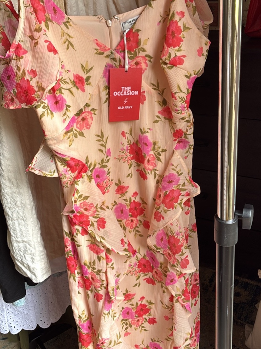 Old Navy Pink Floral Ruffle Dress